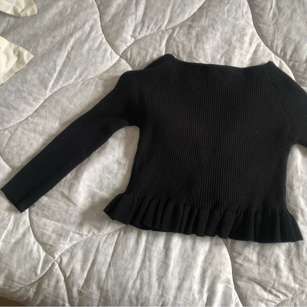 🖤ZAFUL Black Ribbed Ruffle Crop Top Small 🖤 - Picture 5 of 9
